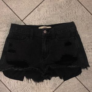 Hollister black jean ripped shorts